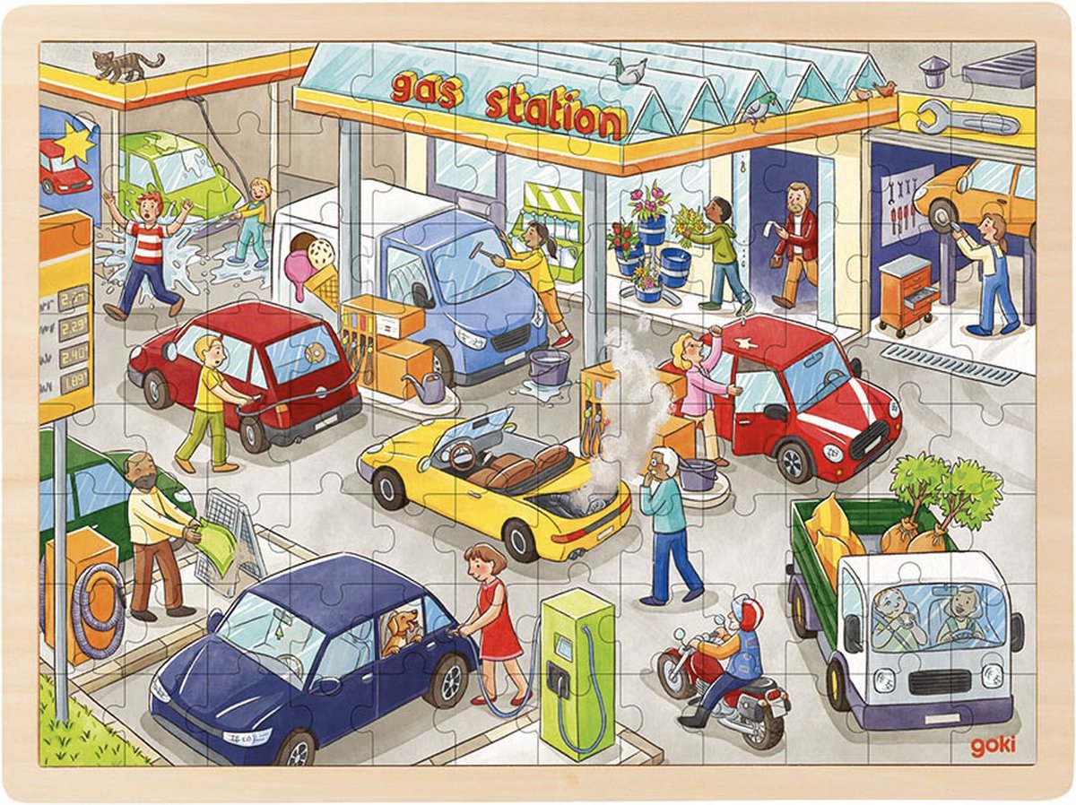 Stazione di benzina di Goki Wooden puzzle, 96st.