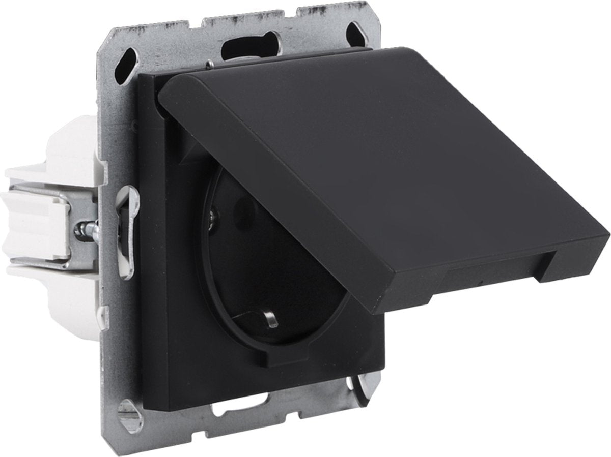 Toma Q-link s-line de 1 vía - puesta a tierra - con válvula - negro