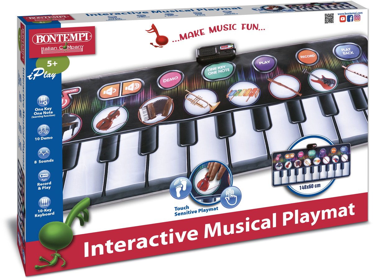 Bontempi spa bontempi tappeto gioco musicale junior 148 x 60 cm bianco e nero