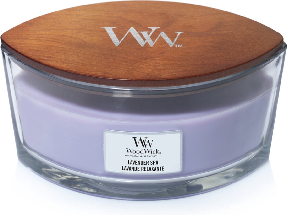 Vela perfumada Woodwick Heartwick Flame Ellipse - Lavender Spa - 50 horas de combustión