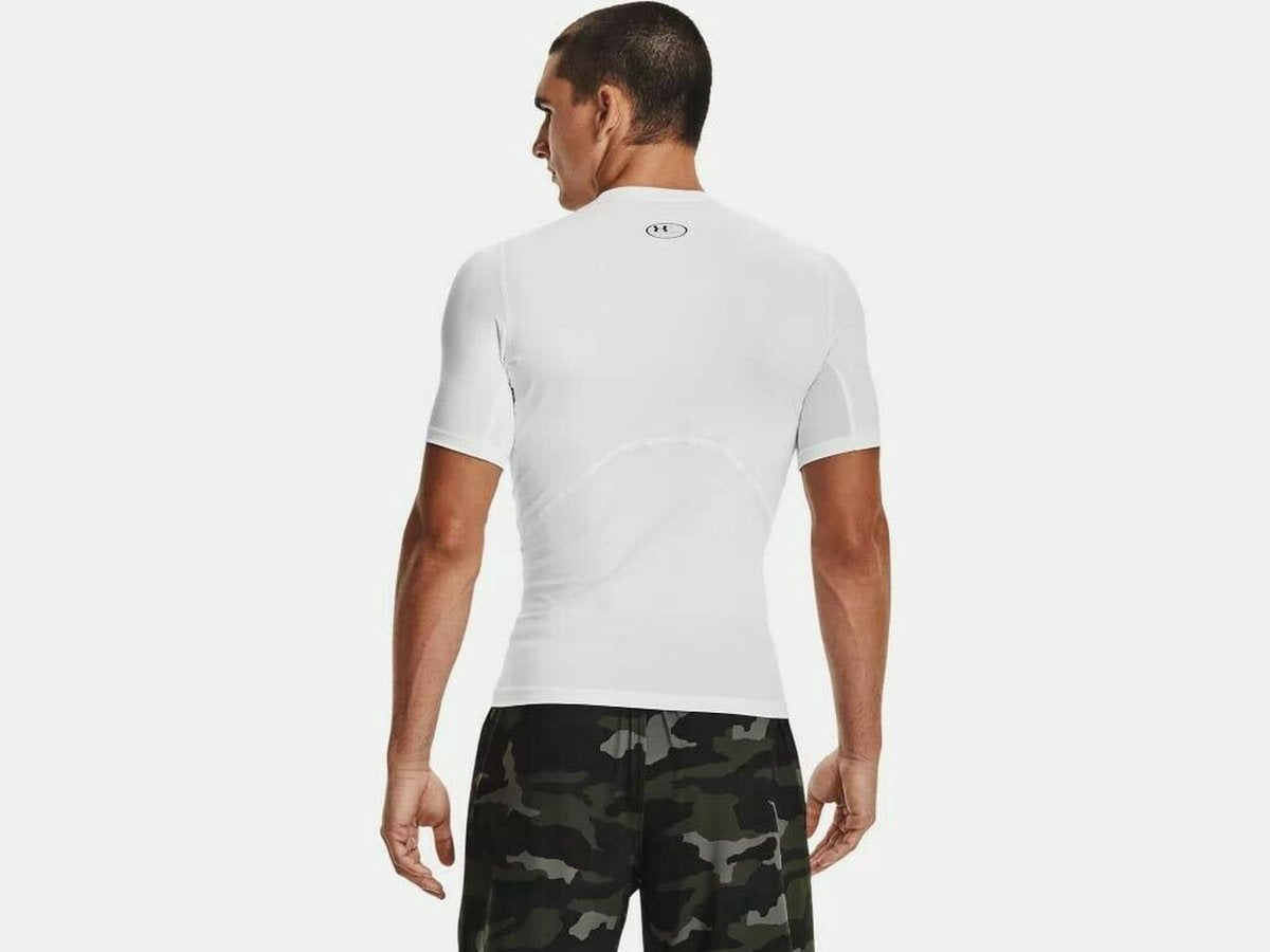 Maglia sportiva da uomo Under Armour UA HG Armor Comp SS-WHT - bianca - nera