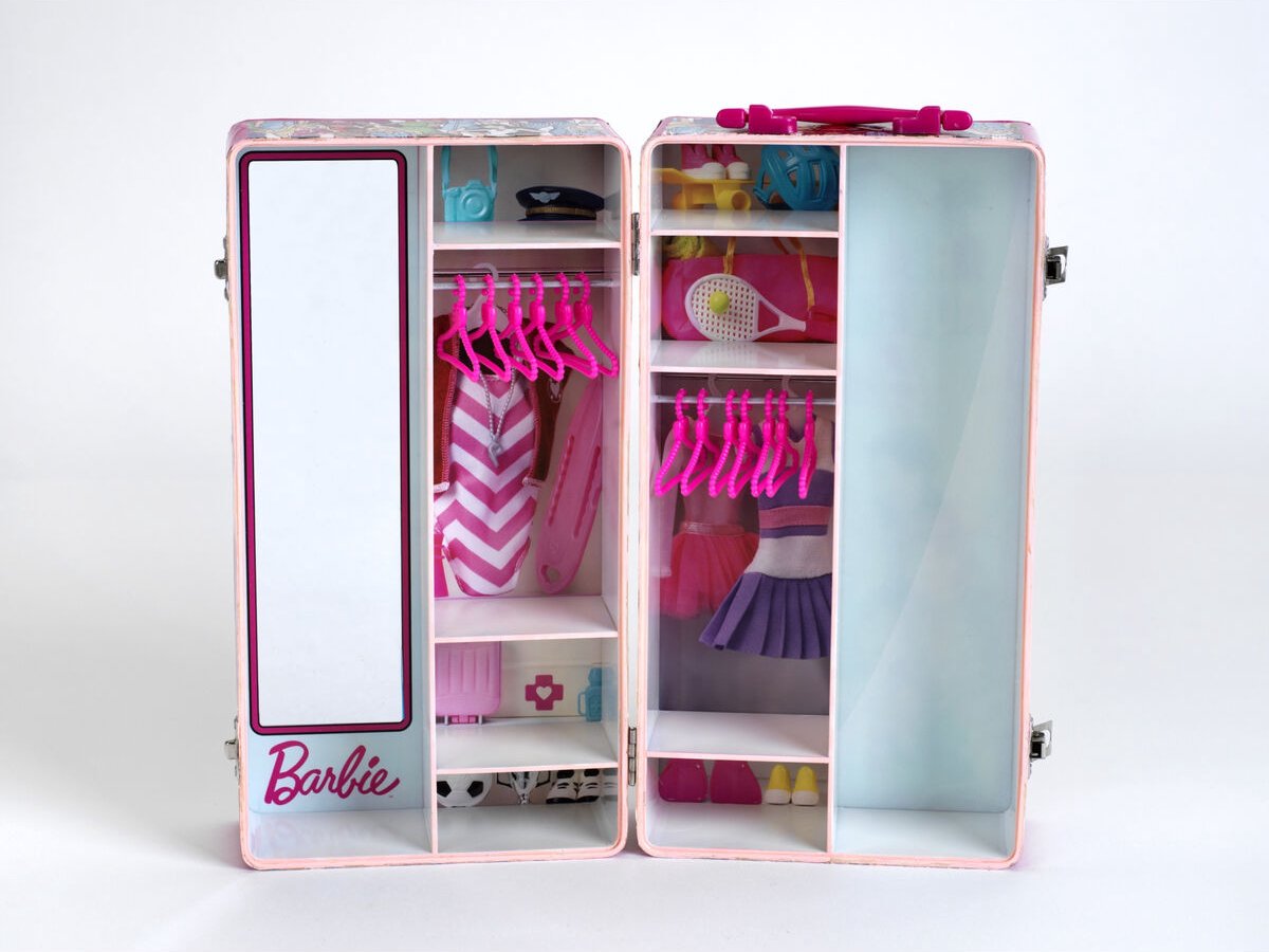 Klein Toys Valigia per vestiti Barbie - appendiabiti e scaffali - incl. accessori - multicolori