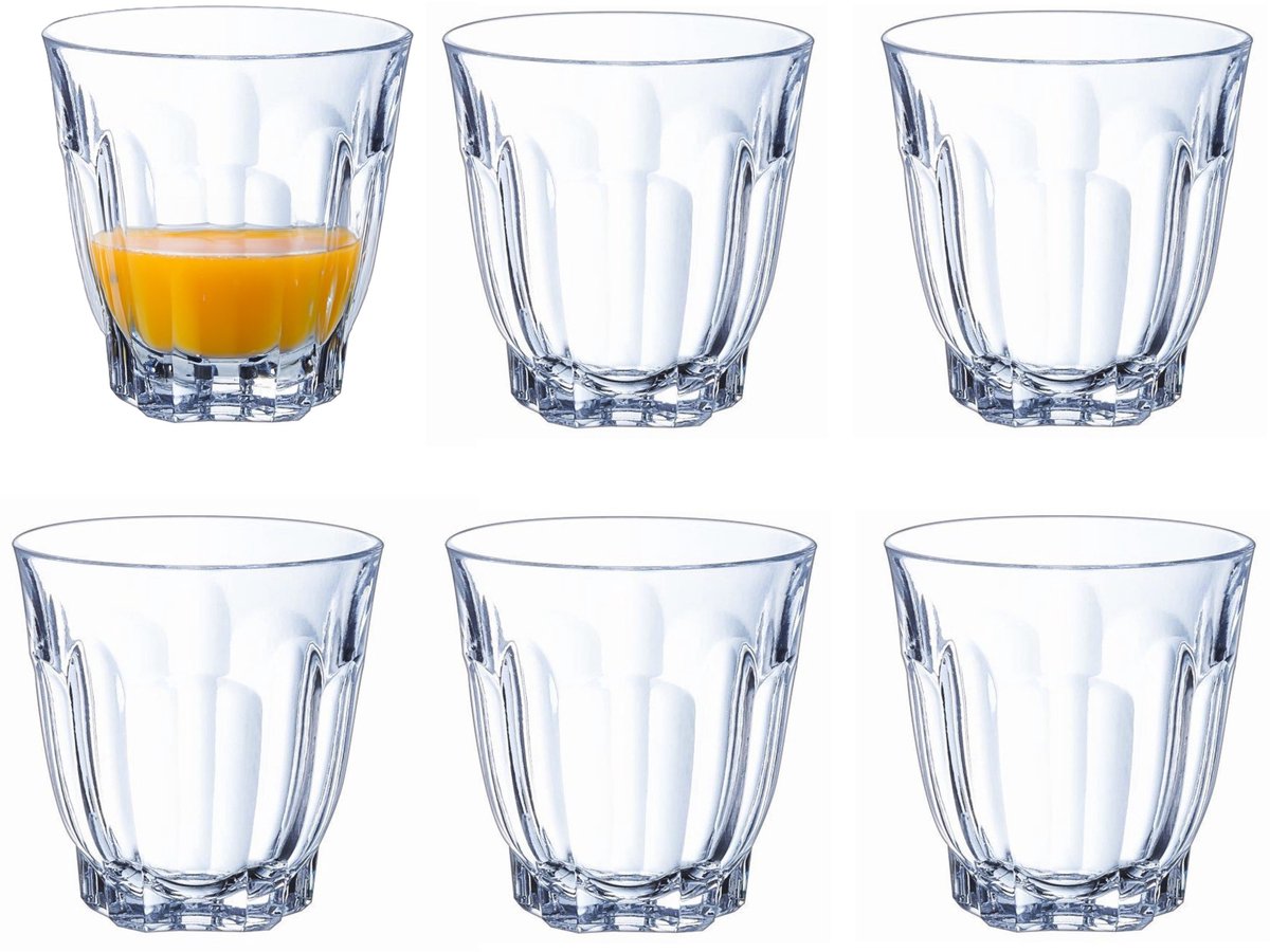 Arcoroc - bicchieri tumbler - 6 pezzi - trasparente - 350 ml - vetro duro - bicchieri da acqua - per uso quotidiano