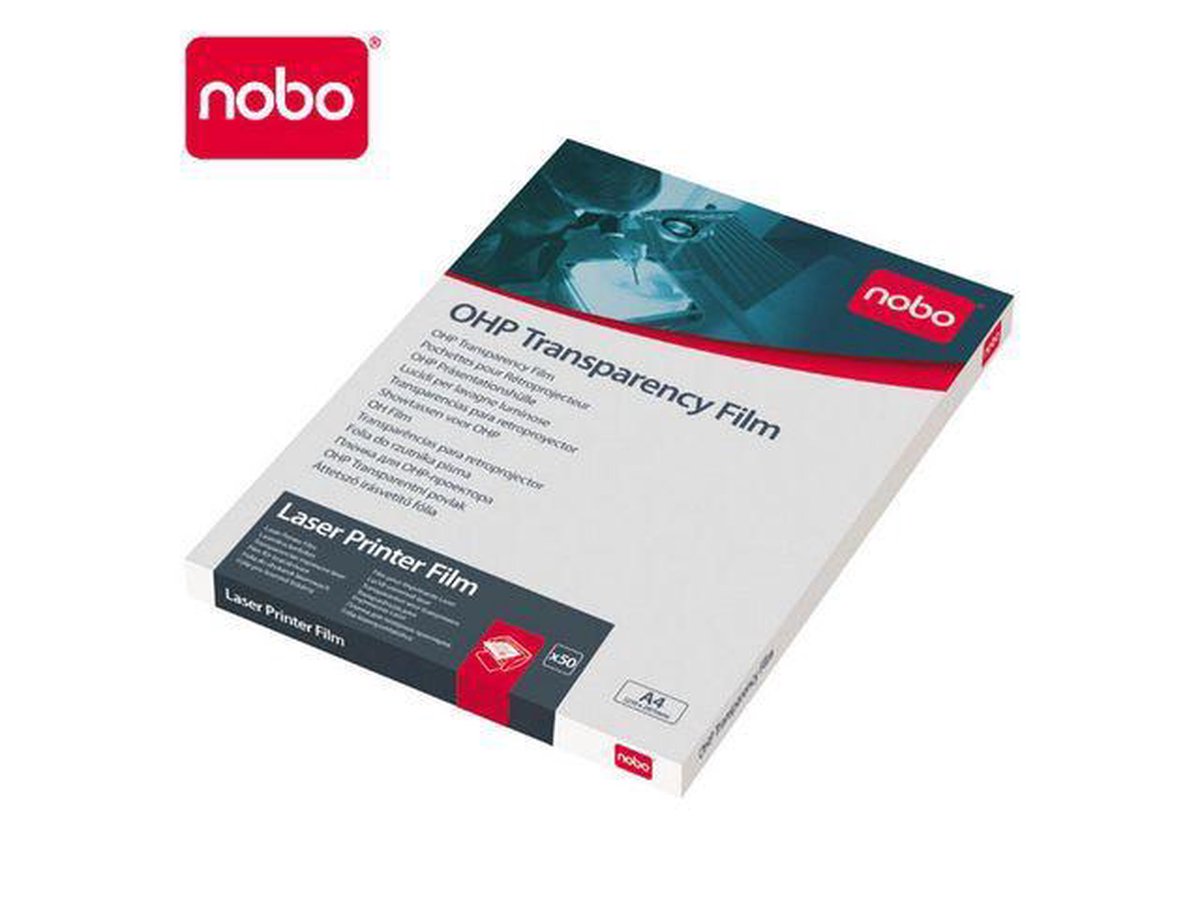 Impresora láser de transparencias aéreas Nobo 100 micras 50 uds.