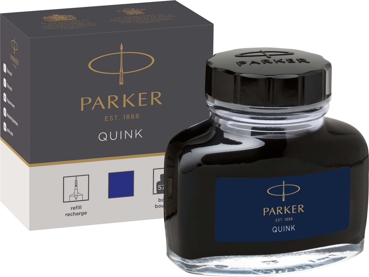 Flacone d'inchiostro per penna stilografica Parker | inchiostro blu quink | Inchiostro da scrittura per penna stilografica da 57 ml
