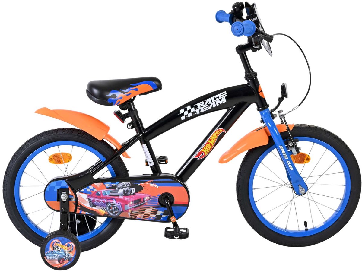 Bicicleta para niños Heiße räder hot wheels - chicos - 16 pulgadas - negro naranja azul