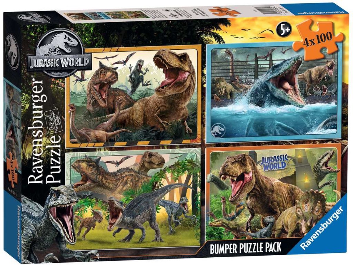 Ravensburger Jurassic World rompecabezas 4x100 piezas multicolor