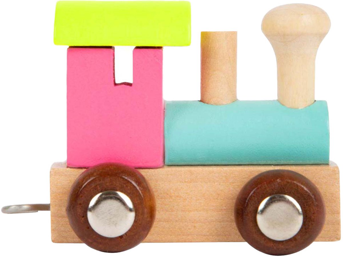 Pie pequeño - locomotora de fuente de madera de color - 12 piezas