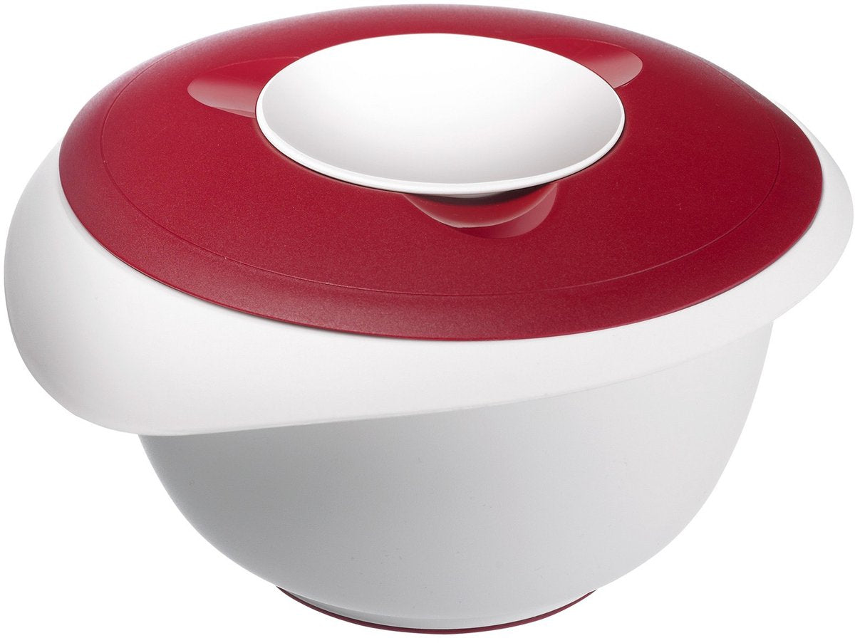 Ciotola Westmark con coperchio in due pezzi, 2,5 l, con beccuccio, plastica, bianco rosso, 3153227r