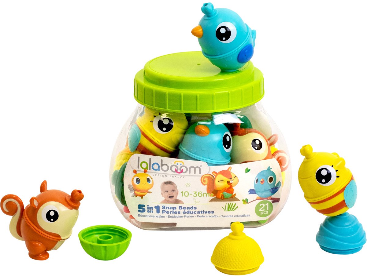 Lalaboom - perline educative con animali della foresta - ape, uccello e scoiattolo - 21 pezzi