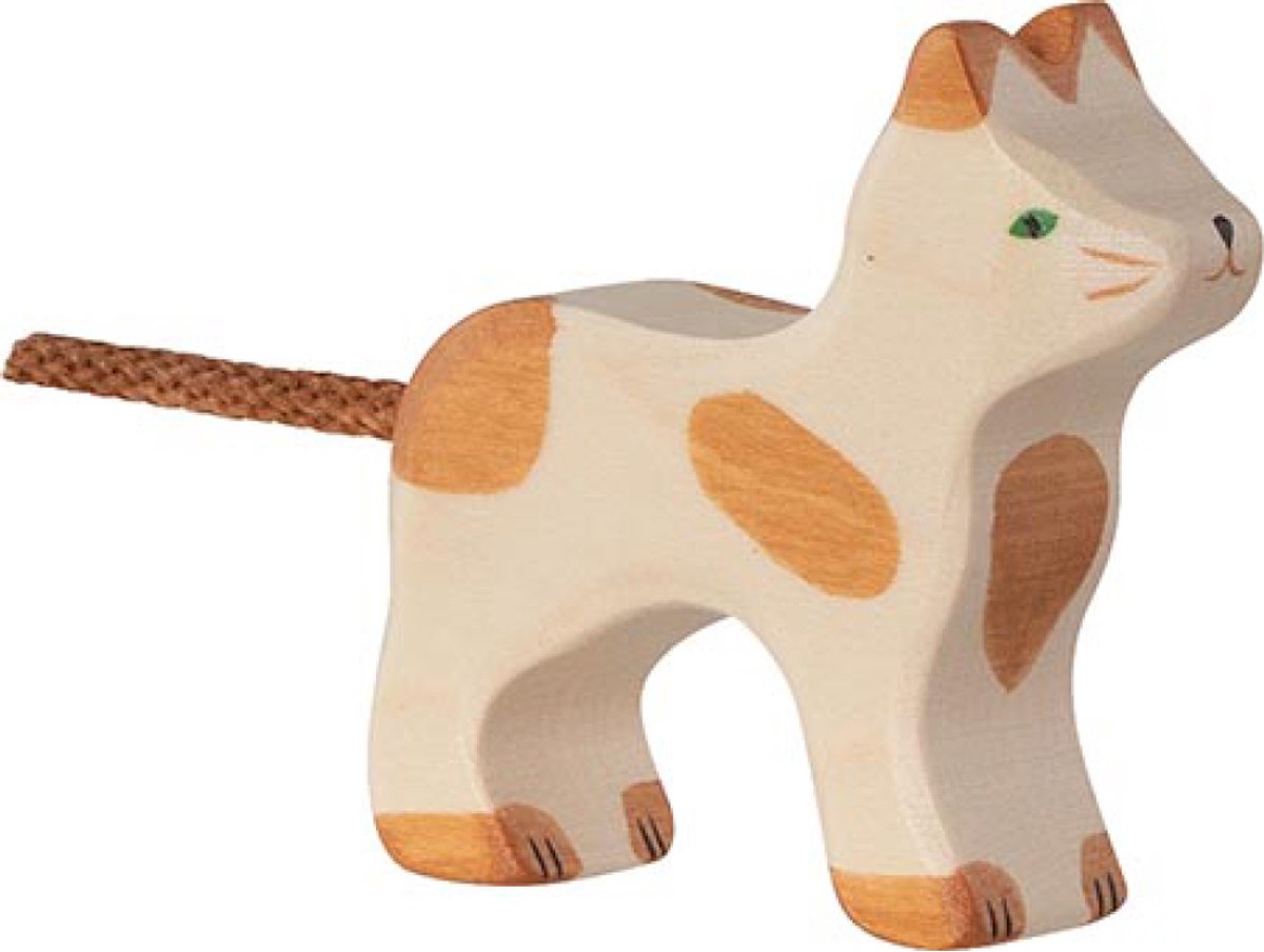 Holztiger boerderij - kat klein staand - 6x2x6cm - houten figuur - handgemaakt