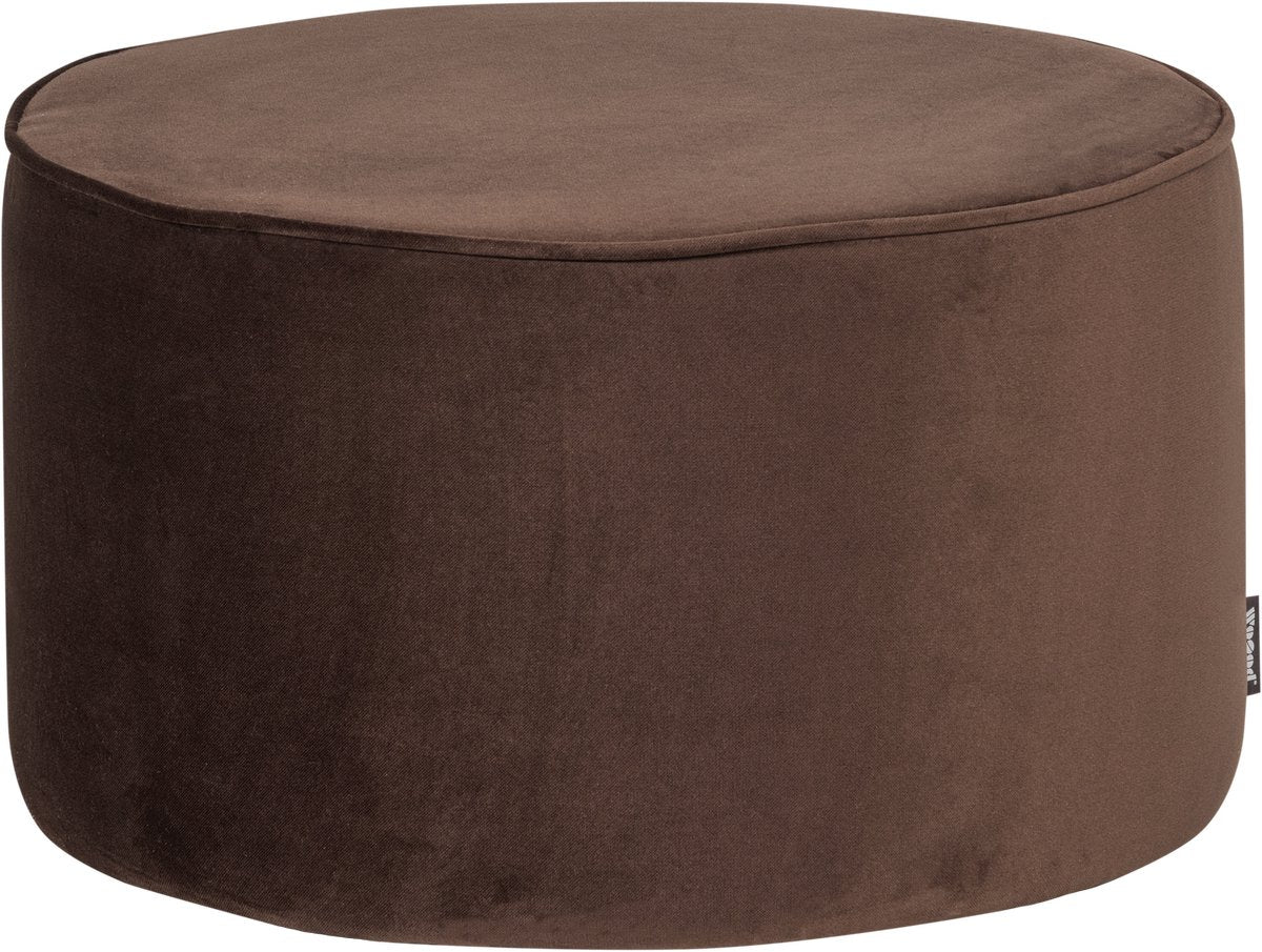 Pouf Sara in legno alto 36xø60 cm - velluto - testa di moro
