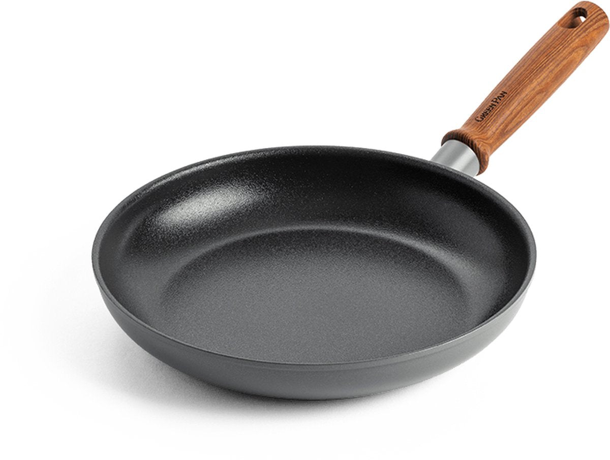 Sartén Greenpan mayflower pro 24cm - gris - mango de madera - sin pfas
