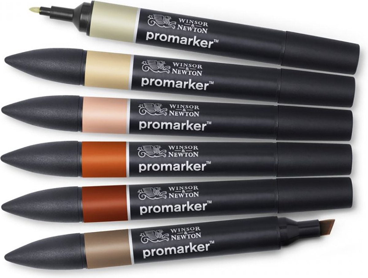Winsor newton promarker - stiften set - earth tones - 6 stuks