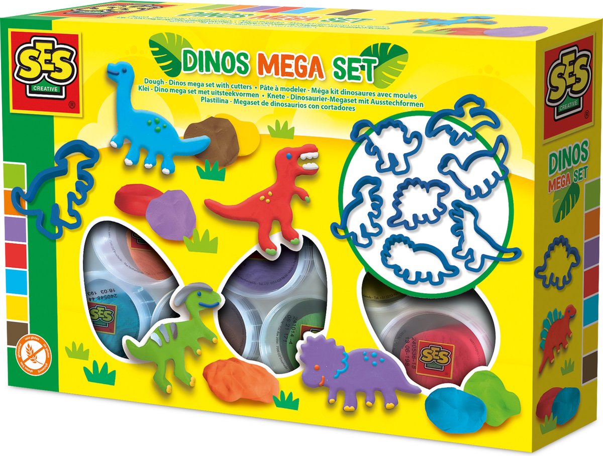 Set mega argilla Ses Dino completo di formine per biscotti