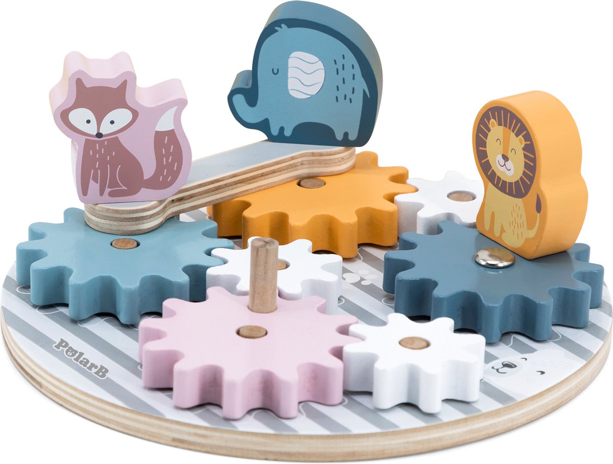 Polarb - juego de engranajes de madera - juguetes de madera a partir de 18 meses