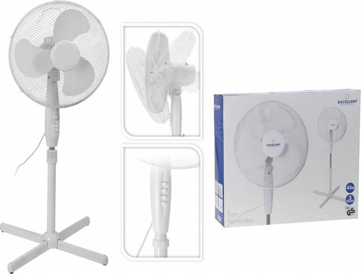 Excelente ventilador eléctrico de pie de 40 cm de diámetro.