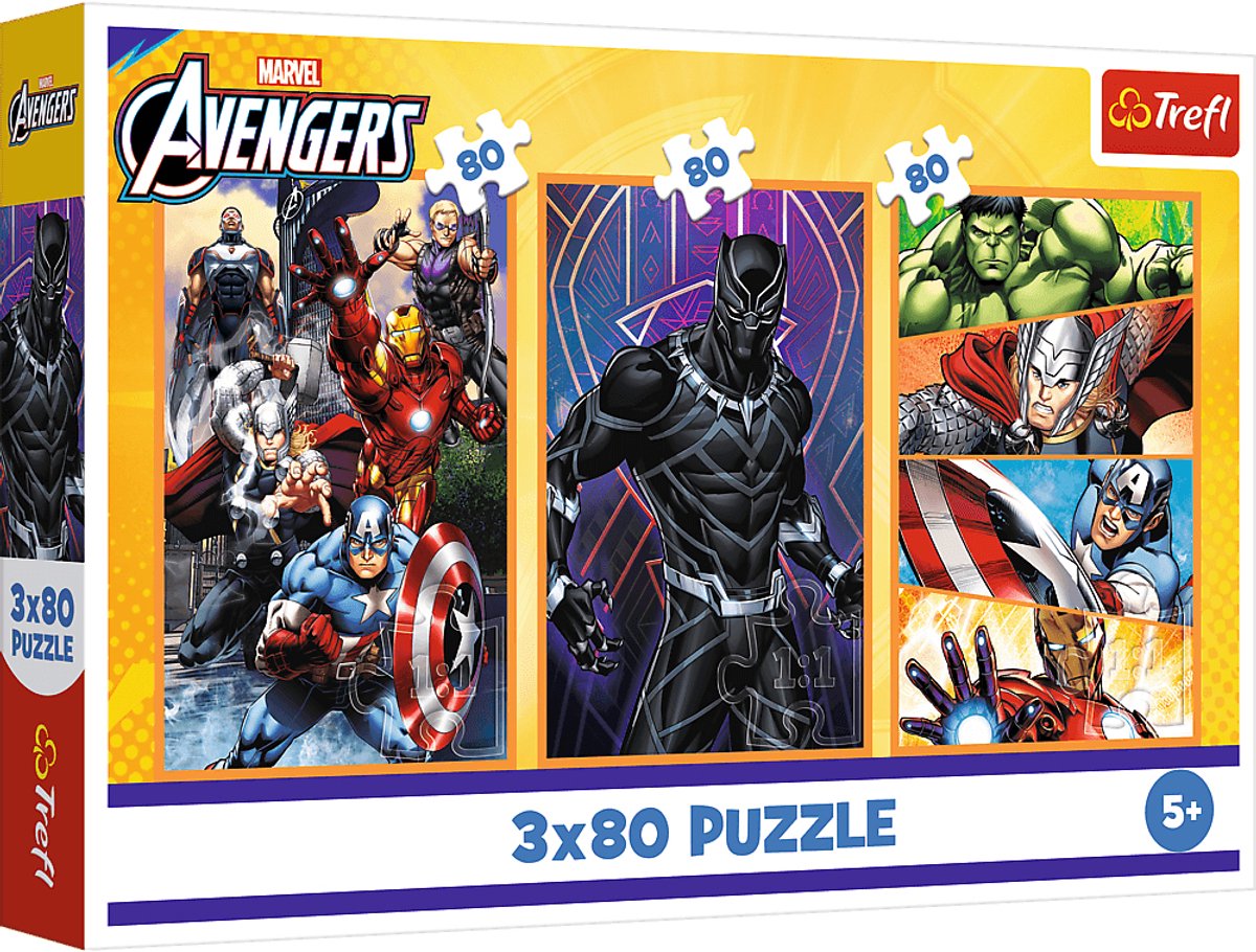 Trefl puzzel marvel avengers - 3x80 stukjes - actievolle dagen.