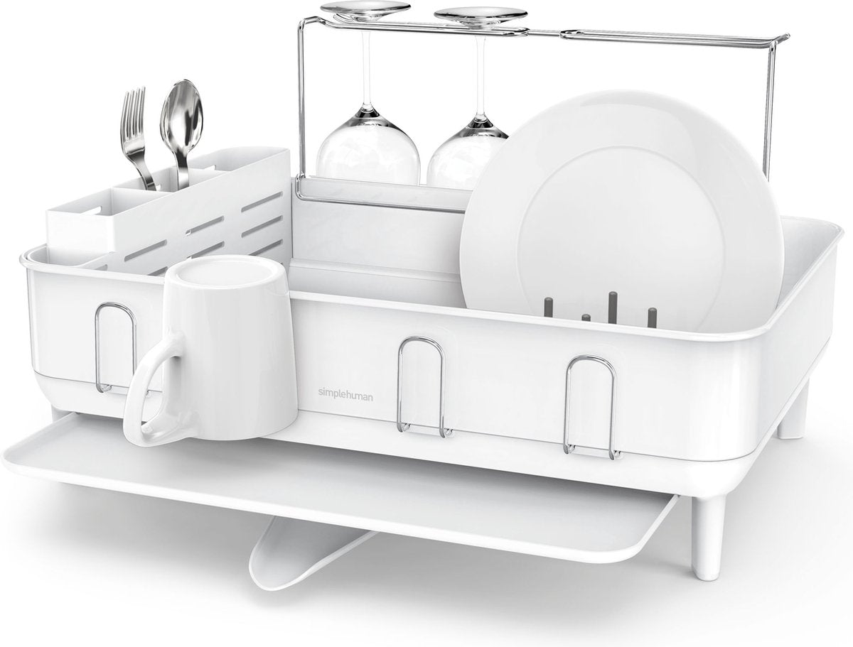Simplehuman - escurridor de platos de lujo - blanco - acero inoxidable