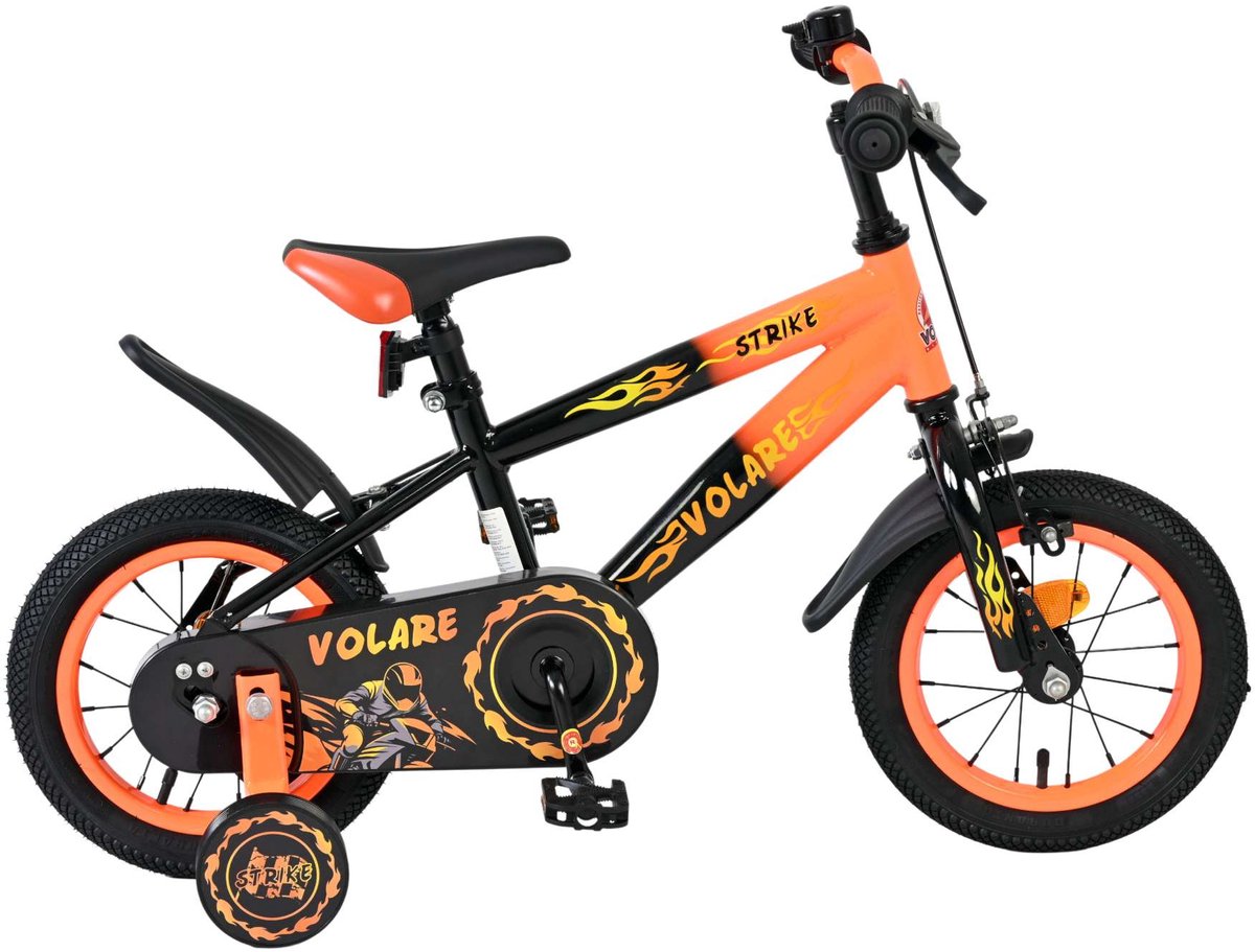 Bicicletta per bambini Volare Strike - ragazzi - 12 pollici - nero arancione