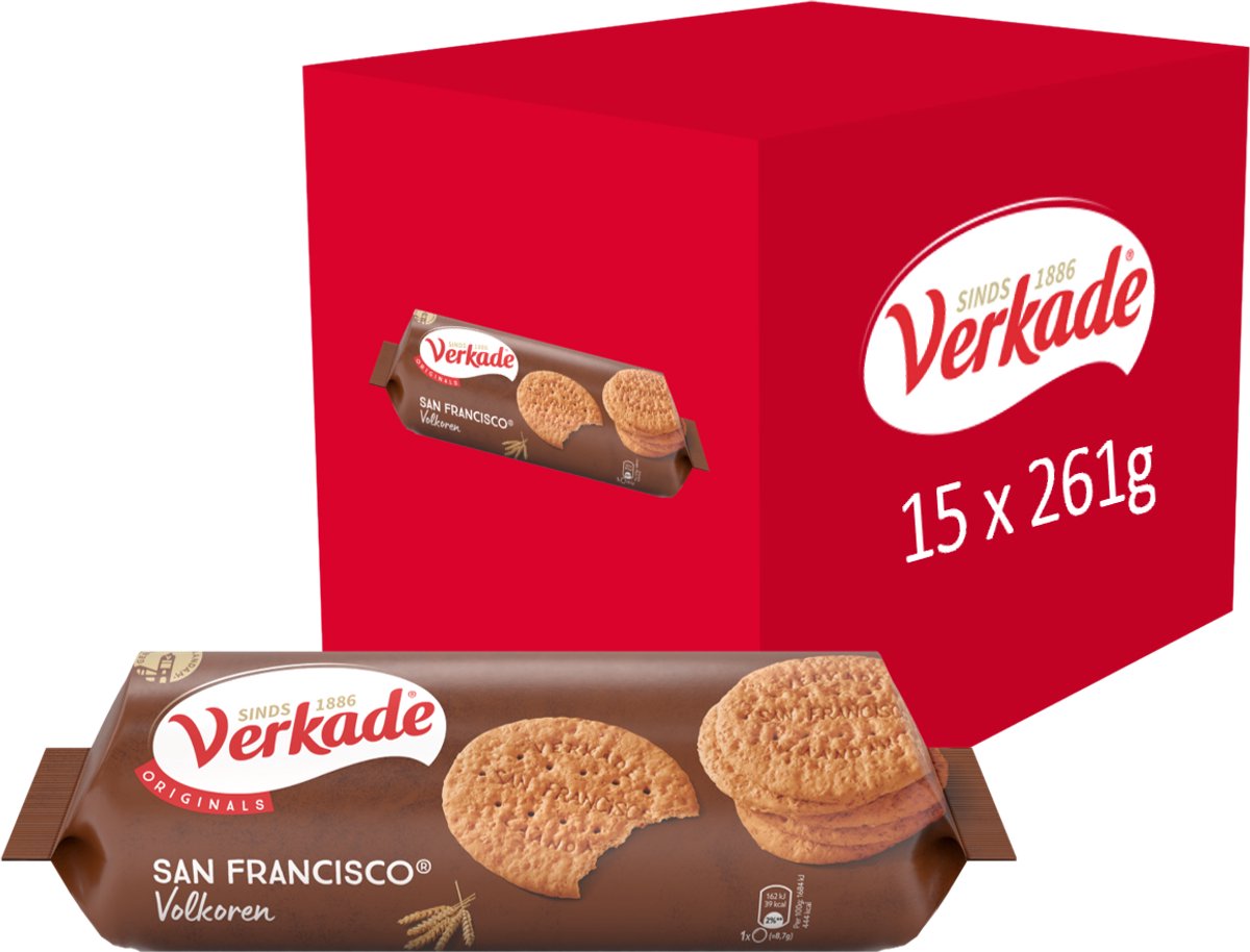 Verkade - cookie - biscotti integrali san francisco - 15 x 261 grammi