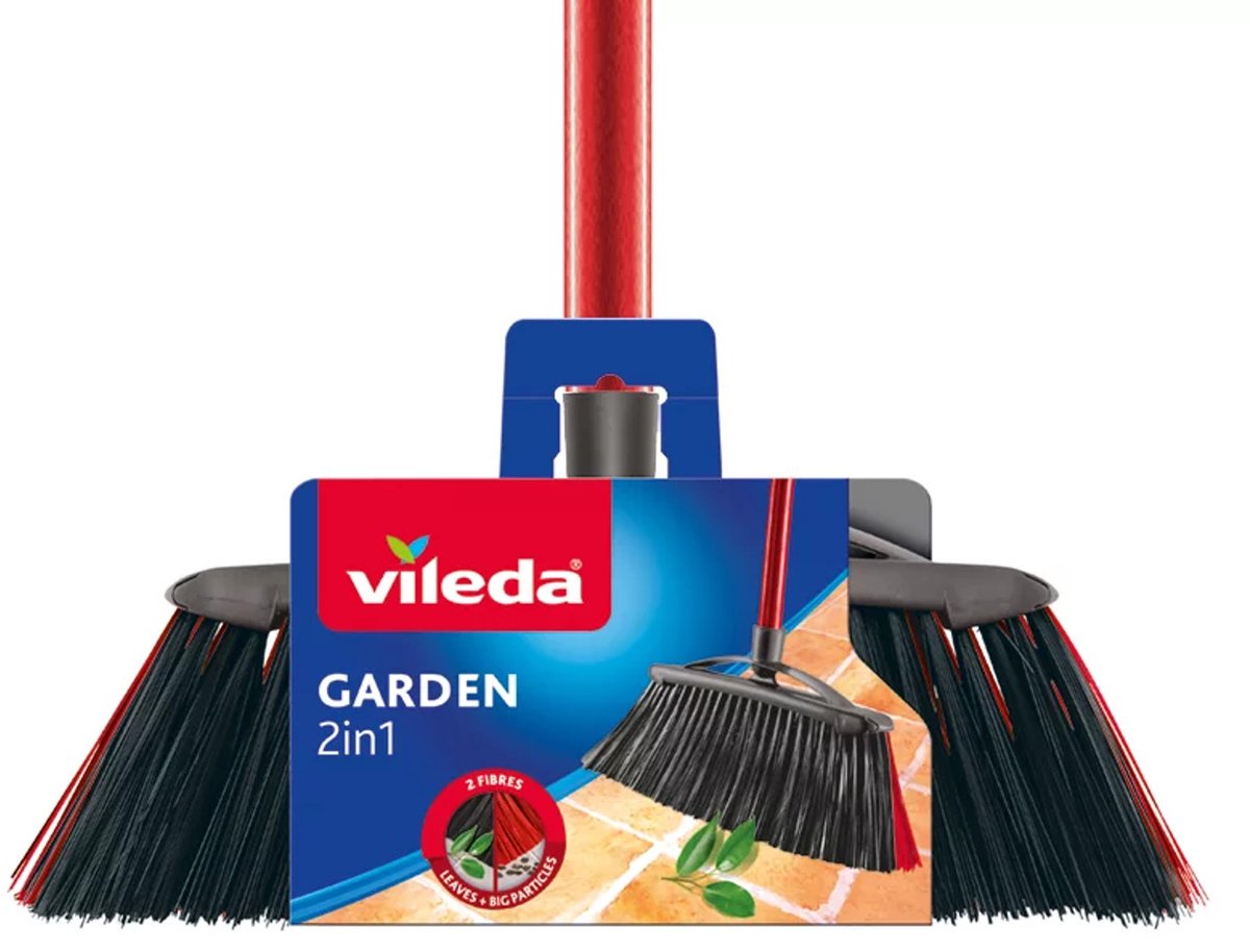 Vileda spazzola scopa da esterno 2in1 giardino + bastone