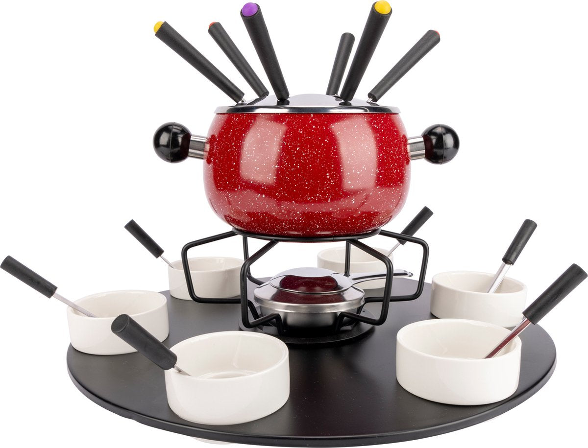 Set per fonduta accogliente e trendy con 6 forchette - smaltato - ø 16 cm