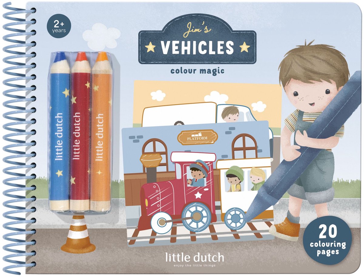 Magico libro da colorare Little Dutch Jim 30 pagine inclusi 3 pastelli