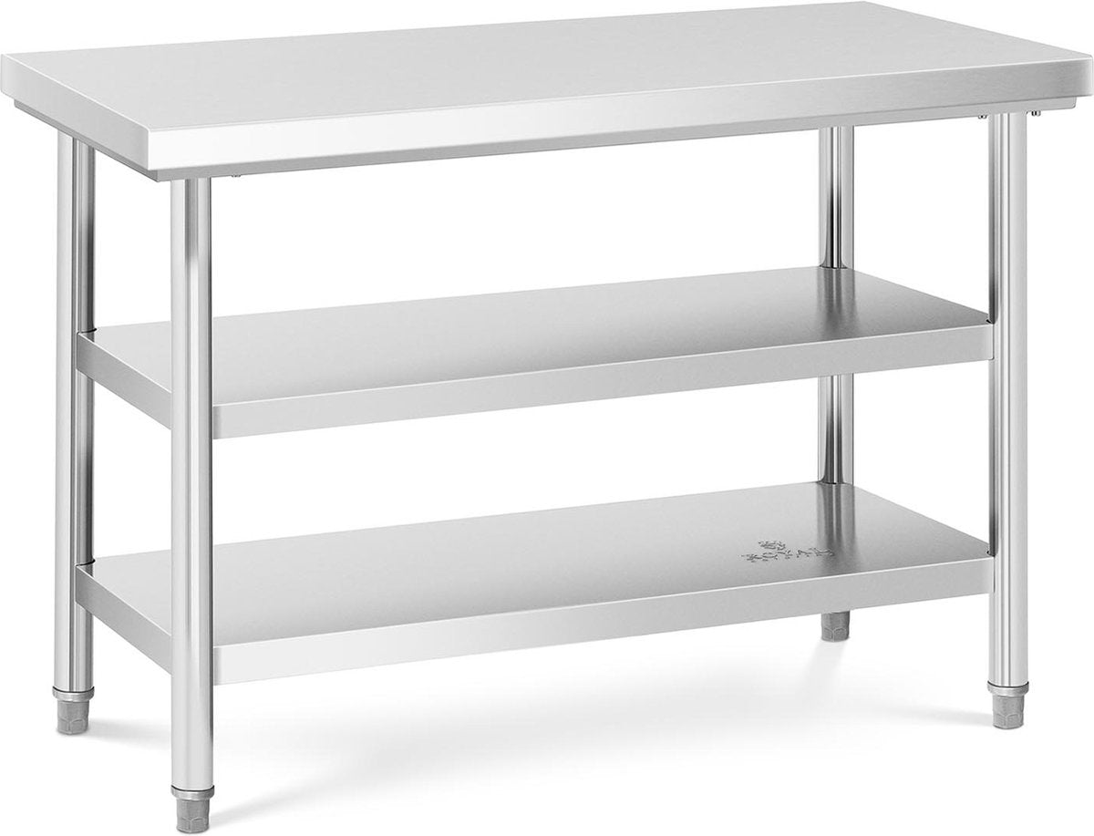 Mesa de trabajo de acero inoxidable Royal Catering - eco - 120 x 60 cm - 500 kg - estante intermedio -