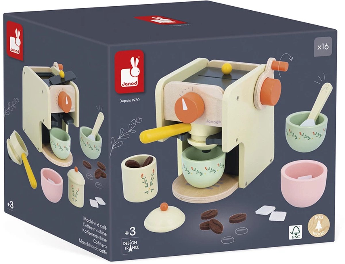 Janod - nonna lucida - macchina da caffè con 5 accessori
