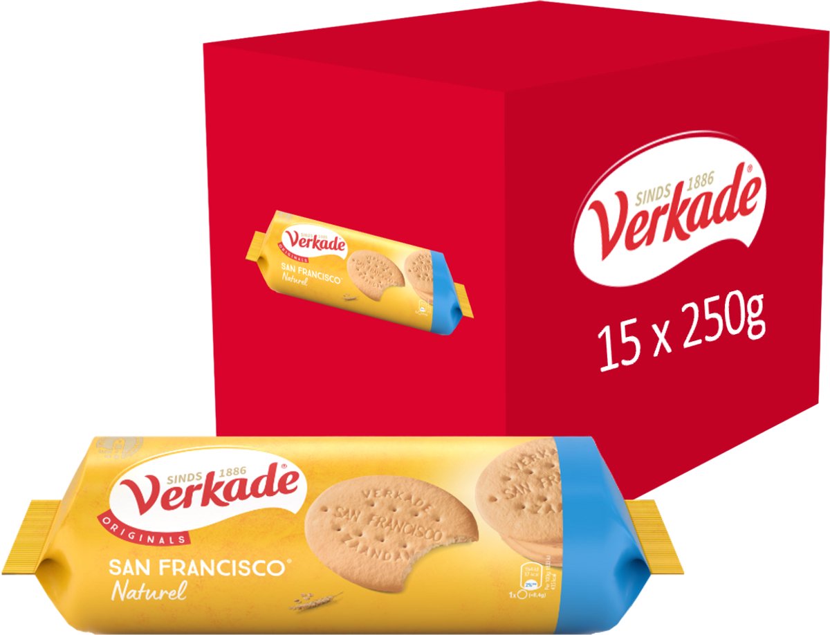 Verkade - cookie - biscotti naturali san francisco - 15 x 250 grammi