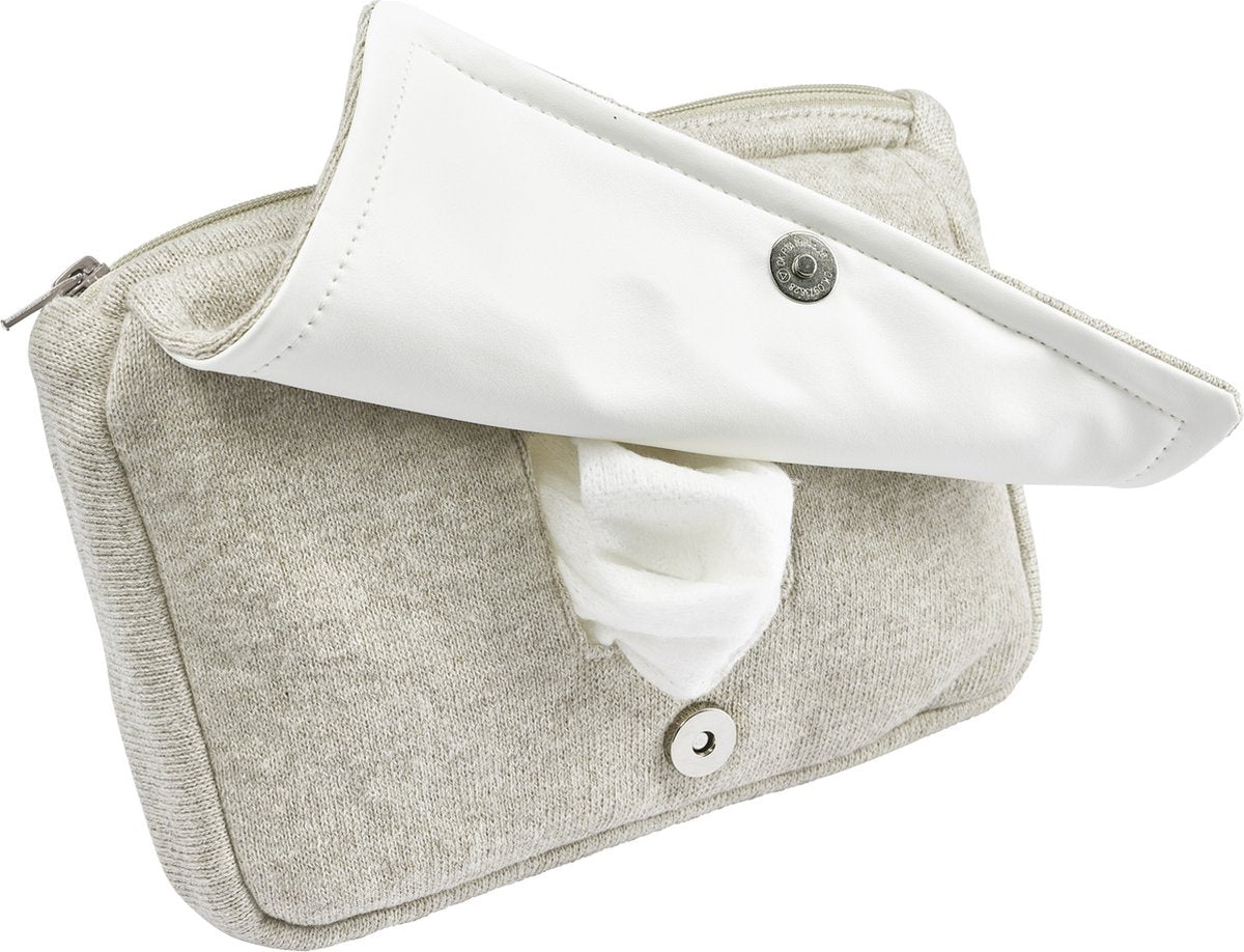 Meyco baby knit basic billendoekjesetui - sand melange