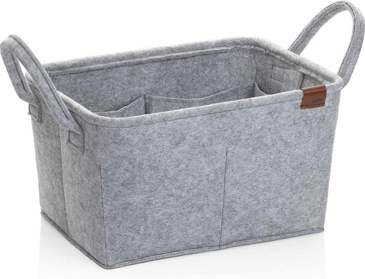 Kela bagno - cestino fay con 8 tasche interne 35x25x20 cm - feltro - grigio