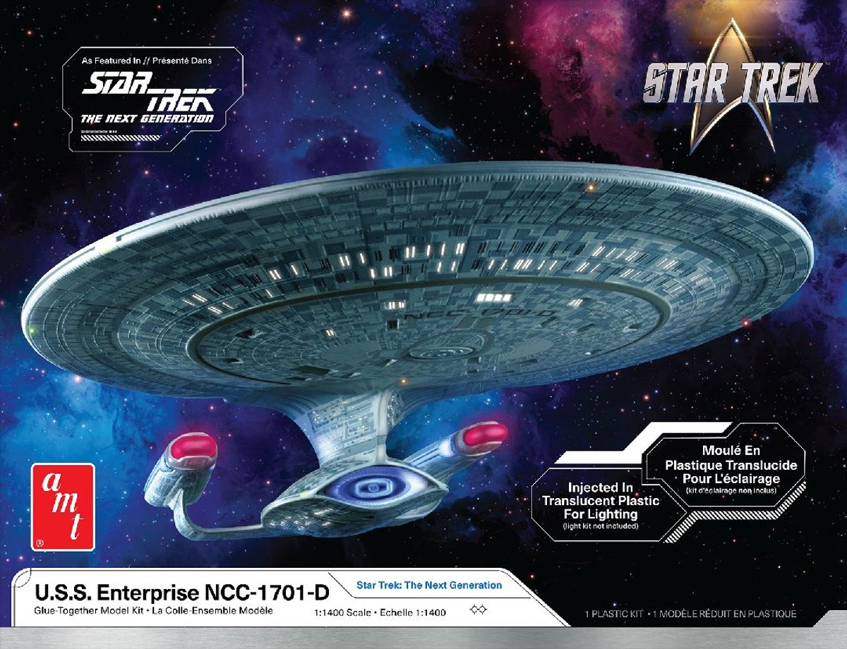 Kit modello spaziale Amt - 1429 u.s.s. enterprise ncc-1701-d - star trek - plastica stampata trasparente - 1:1400 - modellismo