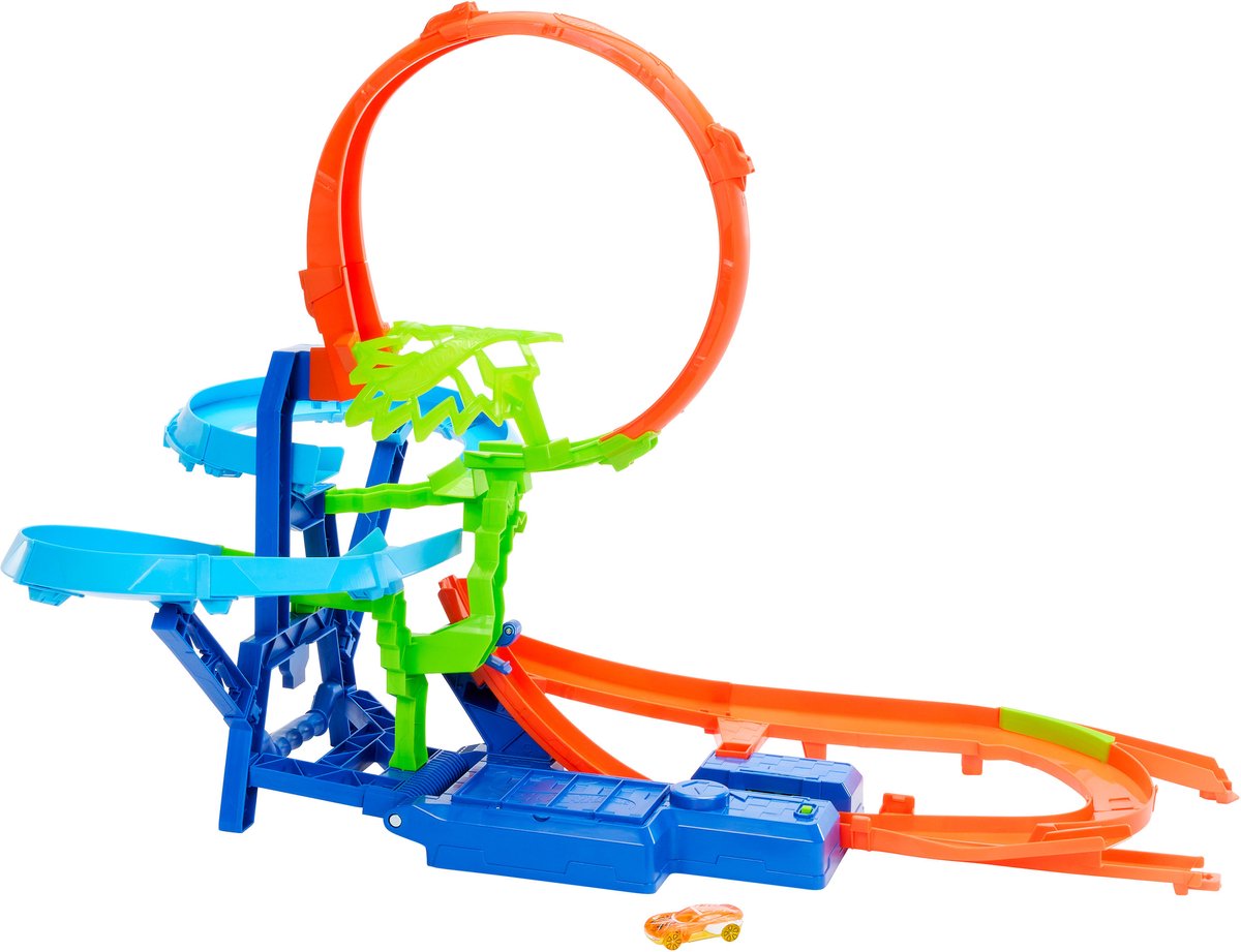 Juego de pistas de Hot Wheels en el aire: accidente múltiple