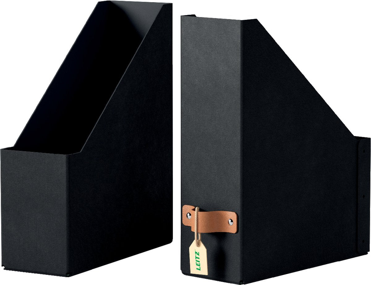 Cassetta portariviste Leitz puro - cartone riciclato al 100% - set di 2 - nera