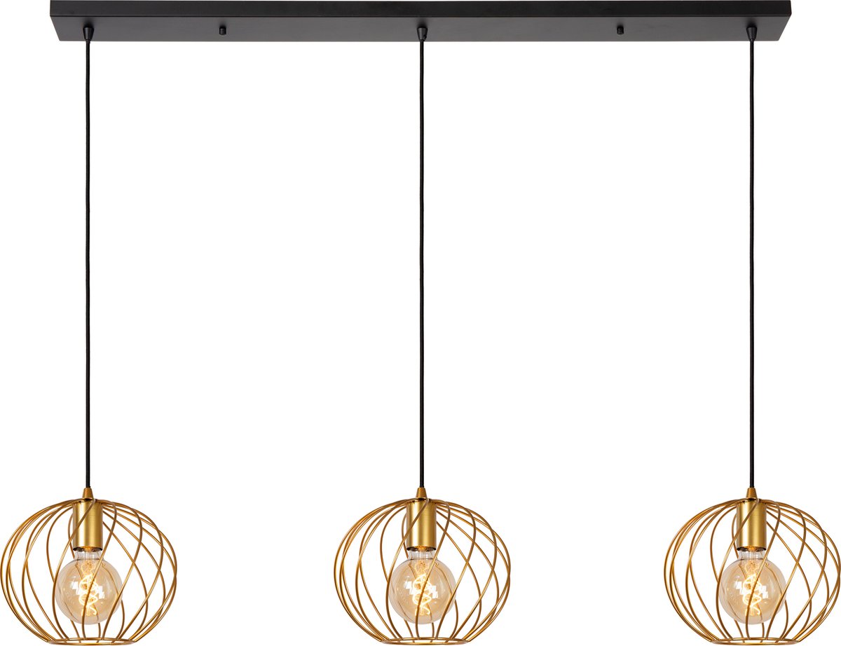 Lucide danza - hanglamp - 3xe27 - mat goud messing