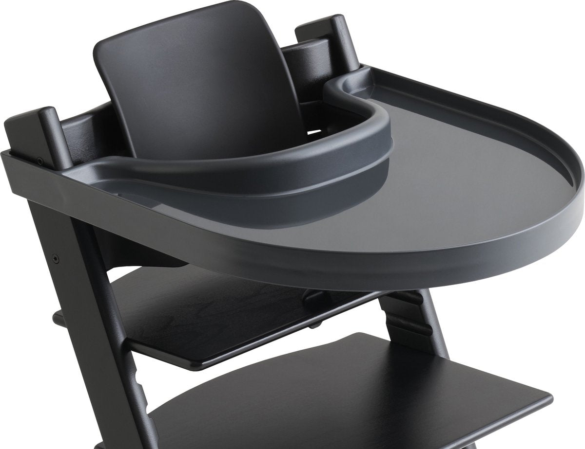 Playtray - tafelblad voor stokke tripp trapp - eetblad - met riempje - antraciet