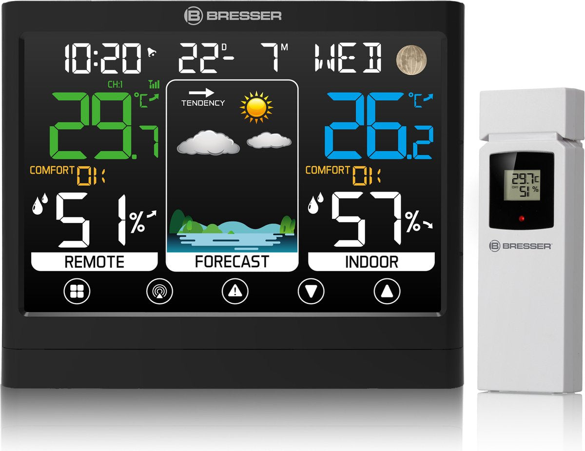 Stazione meteorologica Bresser - meteotemp bf - touch screen - nera - termoigrometro - per interni ed esterni