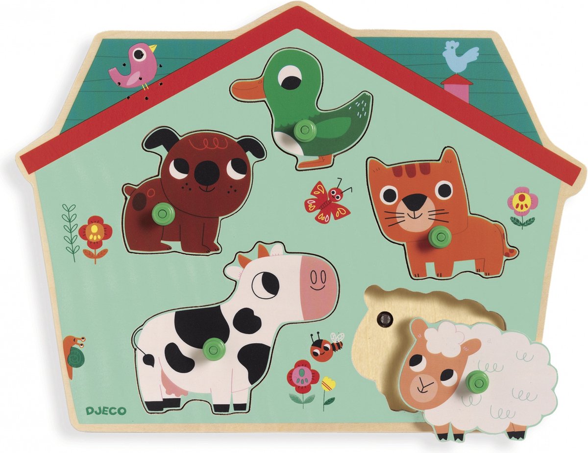 Puzzle sonoro Djeco - la granja - 5 piezas