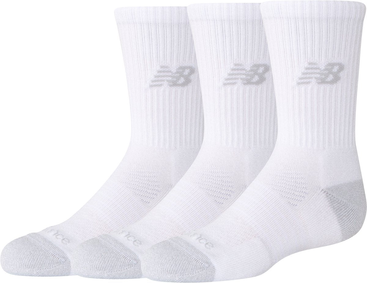 New balance calcetines juveniles active crew paquete de 3 calcetines deportivos unisex - blanco