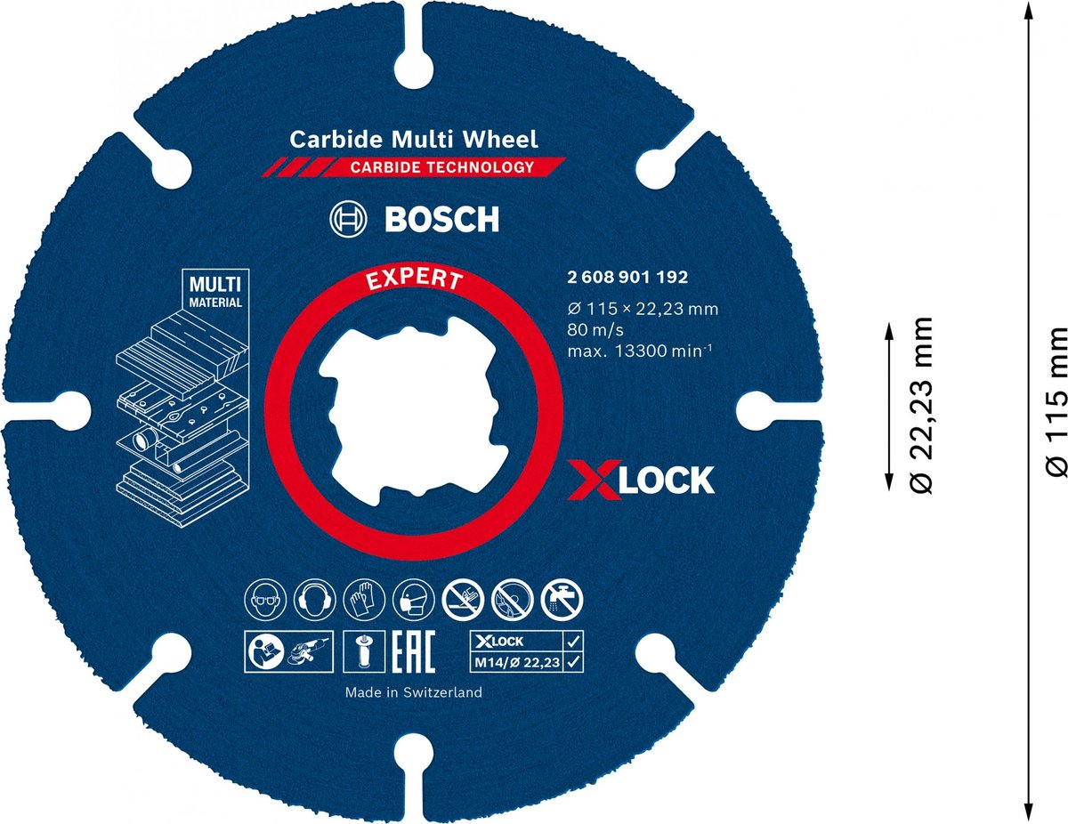 Bosch 2608901192 expert x-lock disco de corte carburo multirueda 115mm