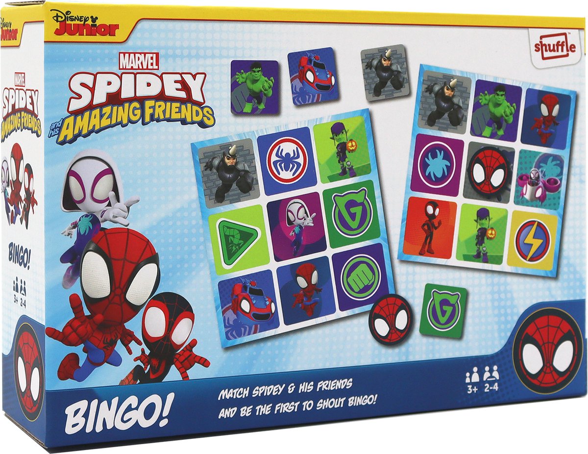 Shuffle spidey amazing friends bingo - educatief spel - matchen - 3 jaar - familiespel