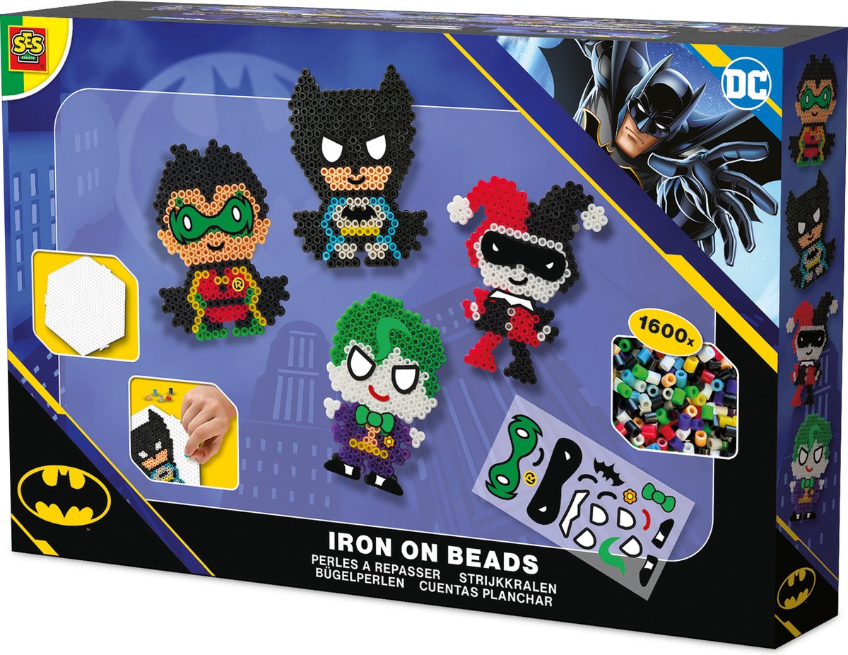 Ses creative - beedz art - dc batman figures - perline termoadesive - 1600 pezzi con piastre di base e fogli termoadesivi - da 5 anni