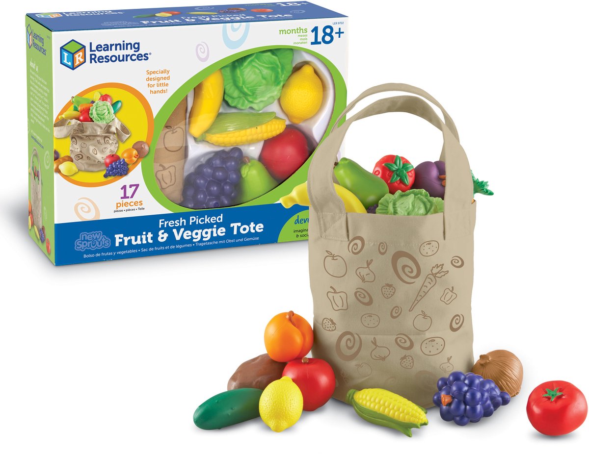 Learning resources speelgoed groente en fruit tas - educatief rollenspel. - 3+
