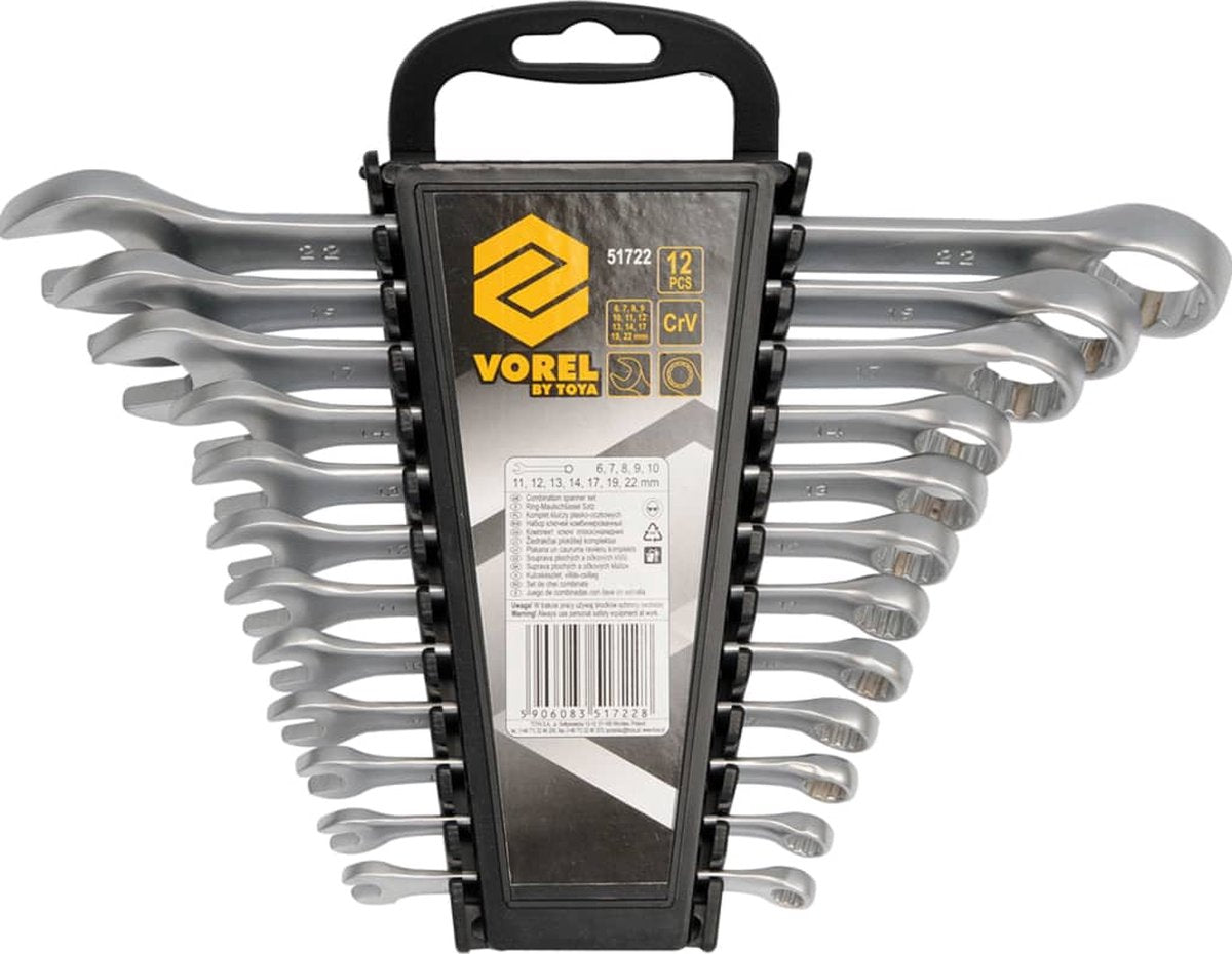 Vorel - 12 pezzi - set chiavi combinate - 6-22 - mm