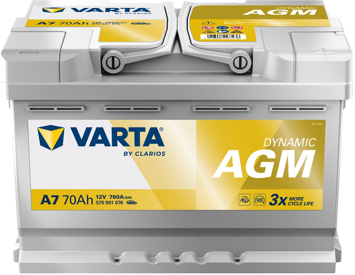 Batteria Varta A7 Dynamic Agm Start-Stop 70ah 760a