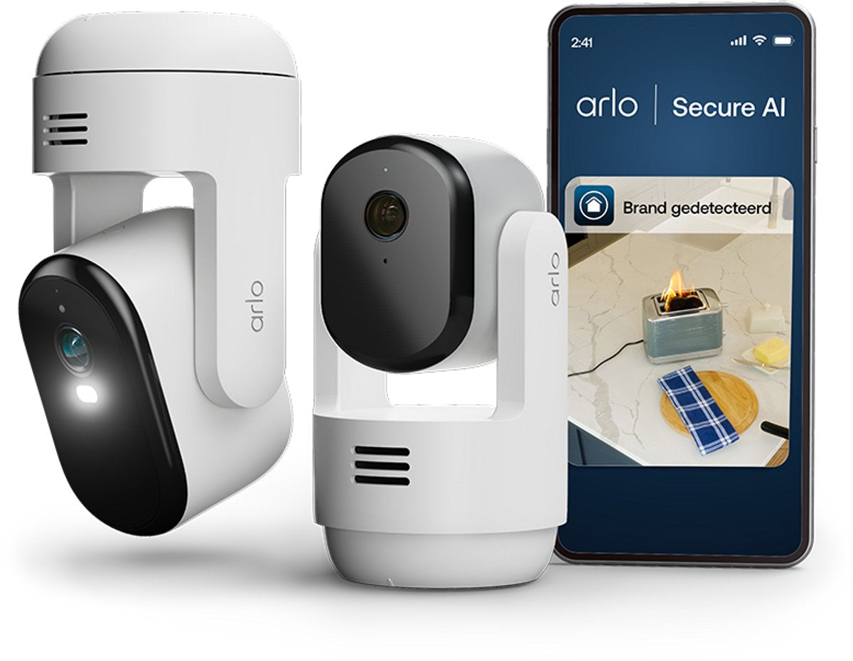 Set PTZ Arlo essenziali3 - set di sicurezza per interni ed esterni, 2 telecamere (2k)
