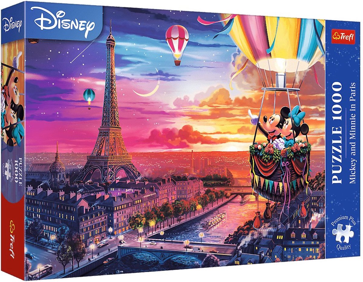 Puzzle Trefl 1000 pezzi - Topolino e Minnie a Parigi - Premium Plus.