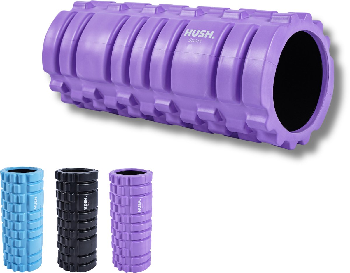 Hush sport - rullo massaggiante in schiuma 33x14 cm - con motivo a griglia - massaggio dei punti trigger per il recupero muscolare - schiuma eva - viola